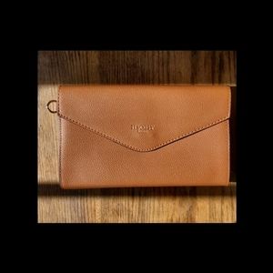 Brown Vegan Leather Foldover Clutch